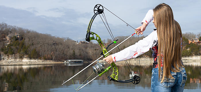 Kaitlyn Buchanan shooting her bow after surgery for a nerve entrapment 