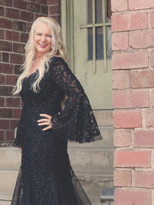 Tricia Martin at a gala after spine surgery