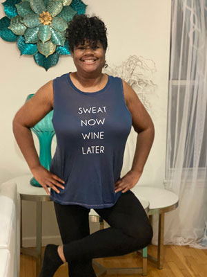 Sereece Snow exercising after spine surgery