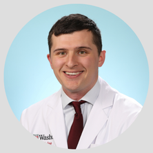 Photo of physician assistant Joe Sweet on a teal background in a white lab coat.